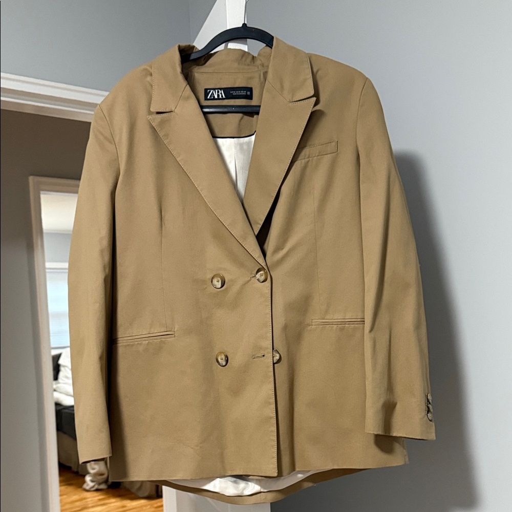 Zara Camel Double-Breasted Blazer